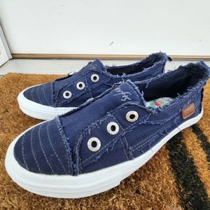 Womens Blowfish Malibu Frayed Play Sneaker ● Blue Tuna Smoked ● Size 8